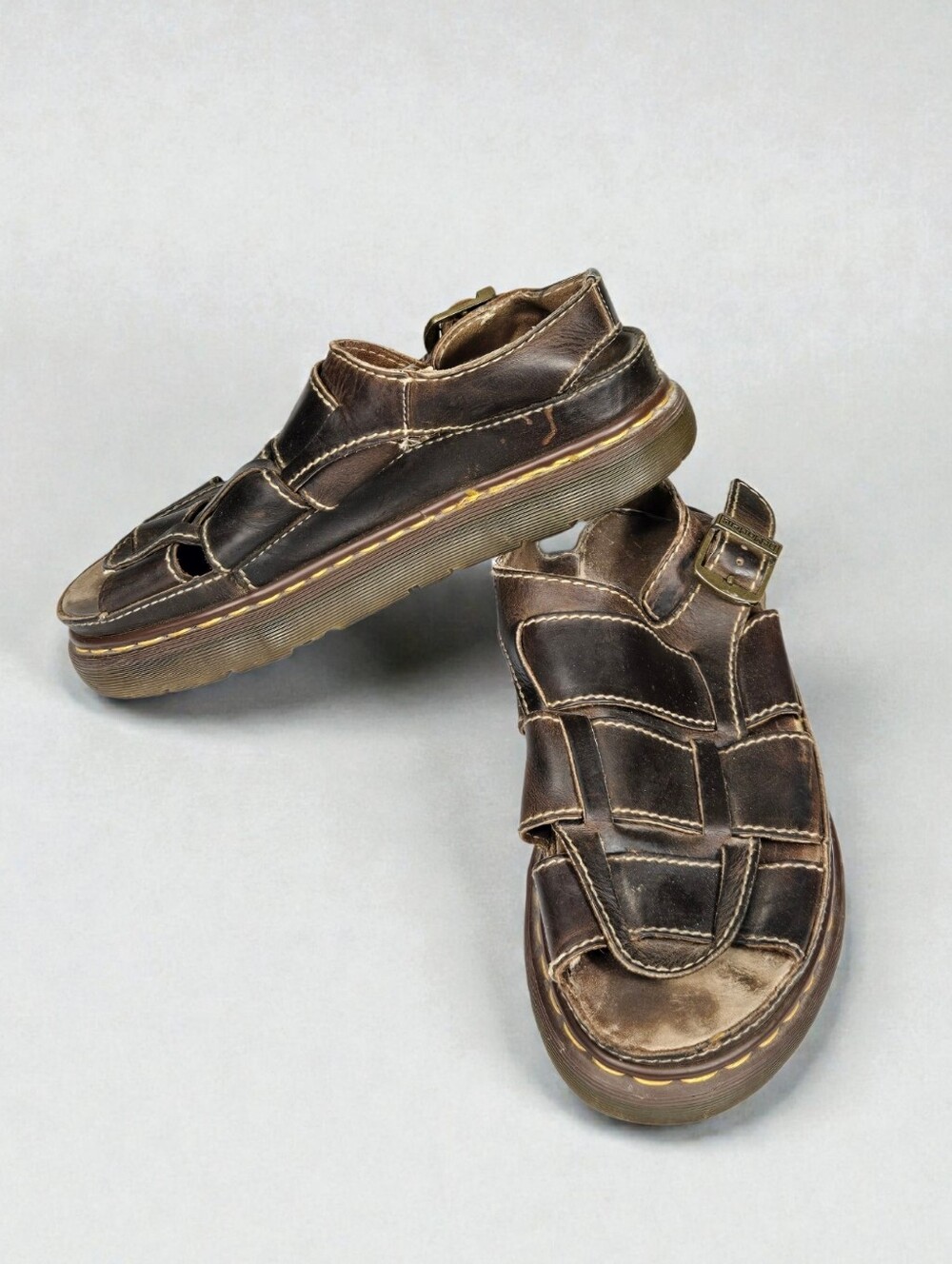 Dr. Marten Fisherman Brown Leather Sandal Made In England Mens Size 10 - AS IS